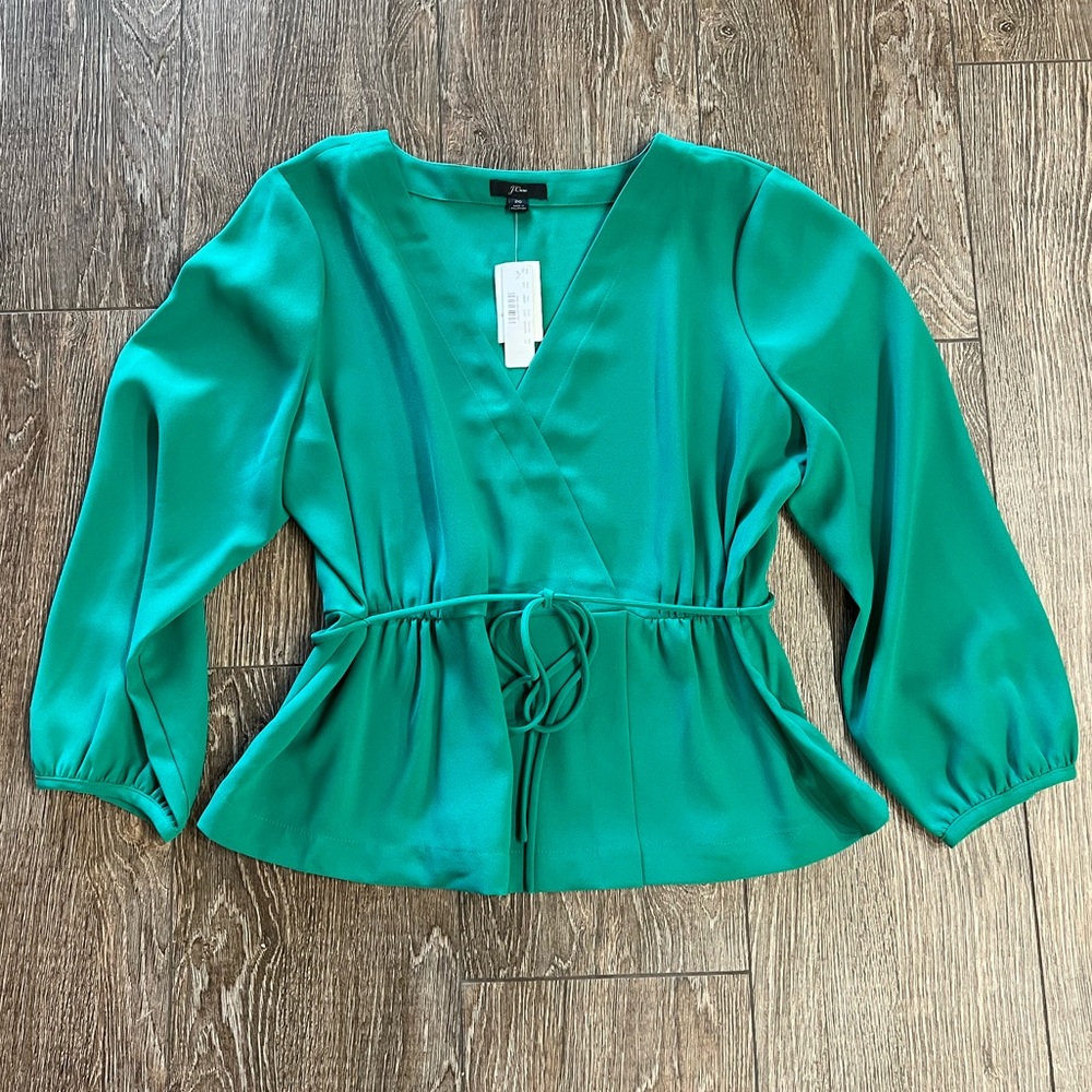 NWT J. Crew faux Wrap Top with Side Zipper - 20